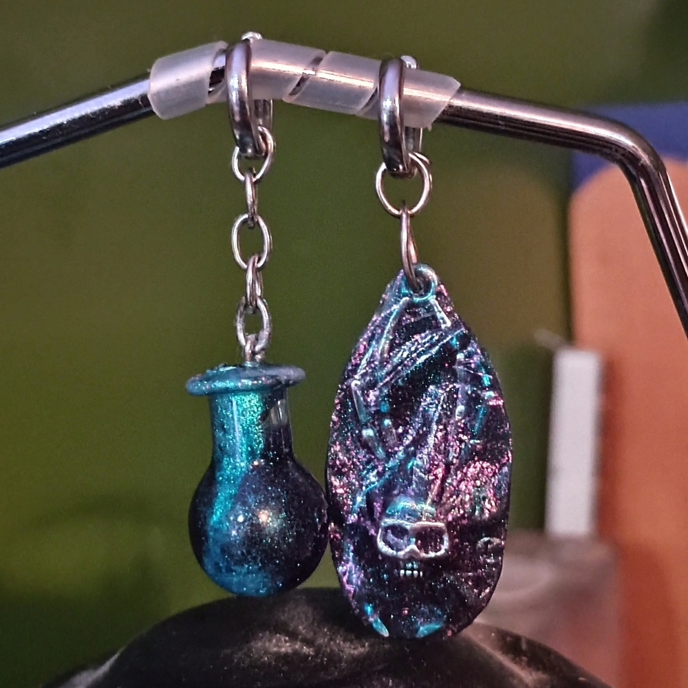 Elegant Blue and Purple Dangle Earrings